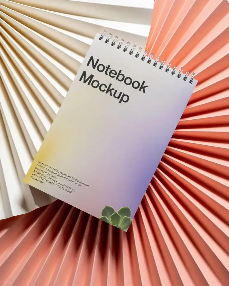 Spiral Bound Notebook Mockup On Textured Paper Background For Design Presentation