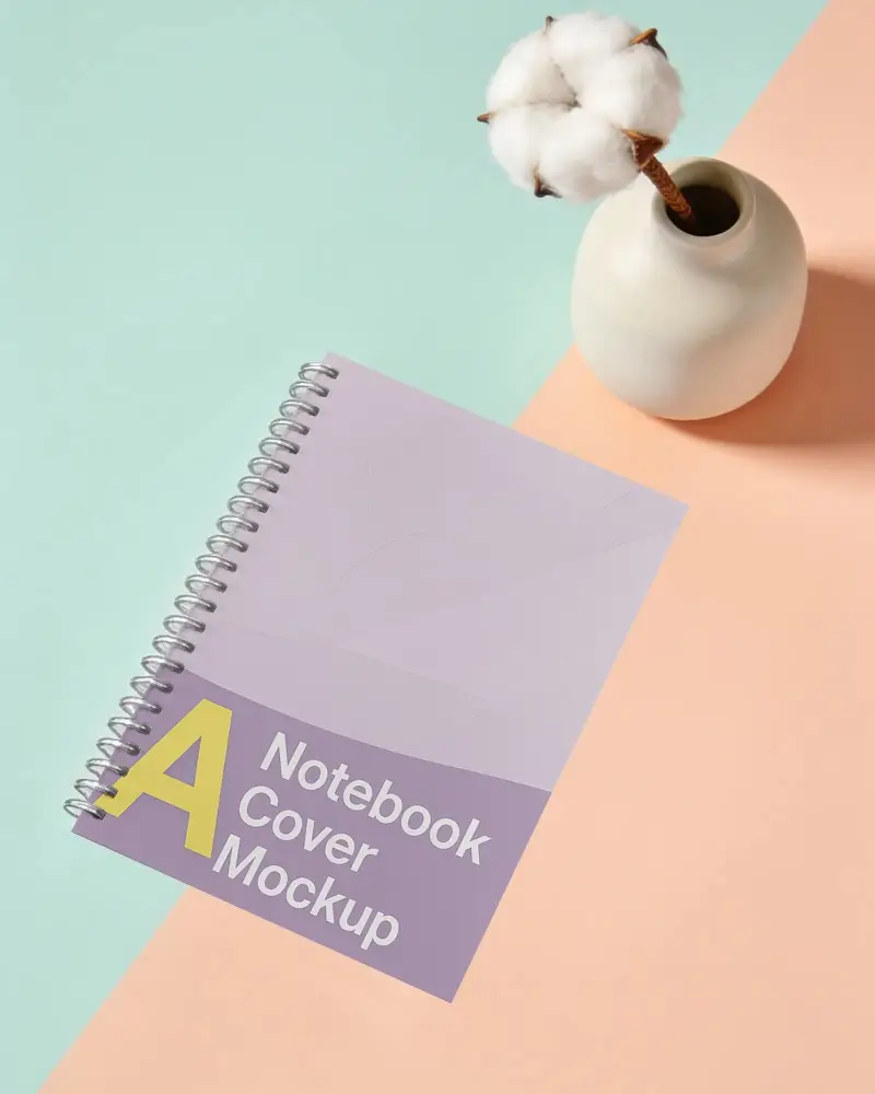 Spiral Bound Notebook Mockup With Minimalist Style For Branding And Design Presentation