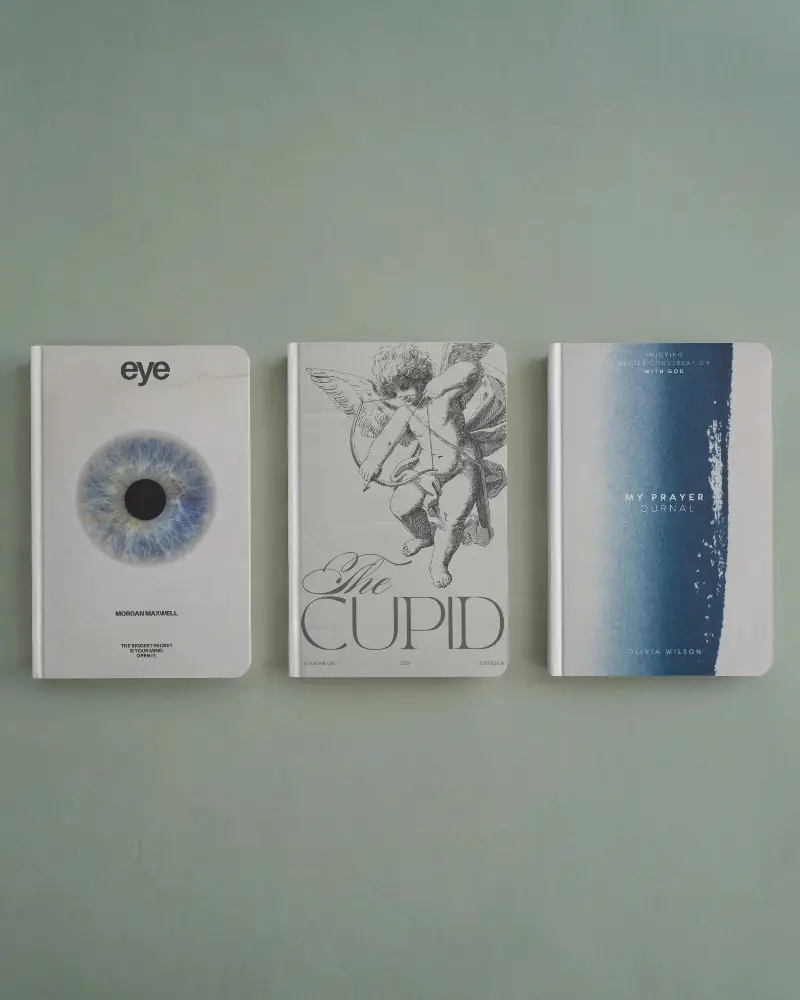 Minimalist Three Set Hardcover Notebook Mockup With Clean Background For Logo Branding Display