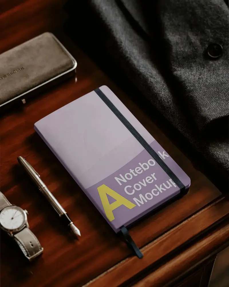 Sleek Notebook Mockup With Elastic Band For Professional Organized Note Taking And Journaling