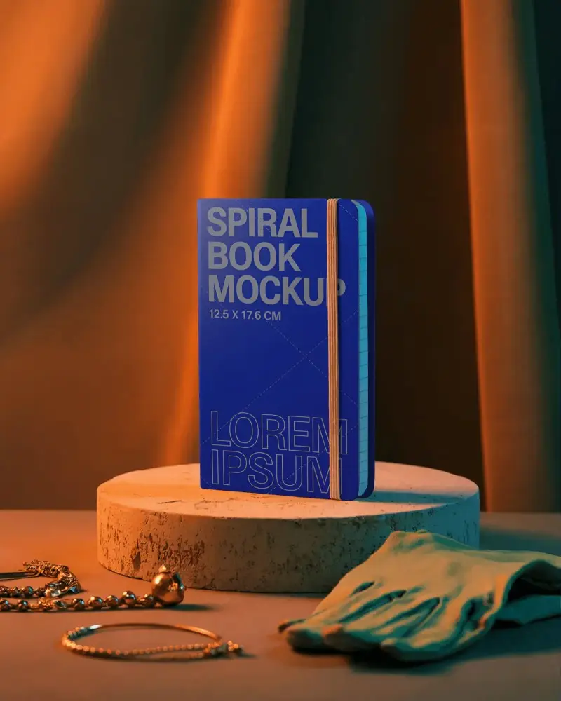 Elegant Notebook Mockup With Elastic Band And Textured Pages For Modern Stationery Showcase