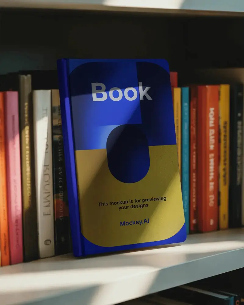 Sleek Hardcover Notebook Mockup On Shelf With Natural Light For Minimalist Journal Design