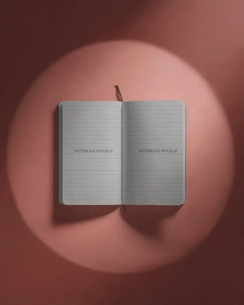 Minimalist Open Notebook Mockup With Blank Pages For Custom Design And Branding Presentation