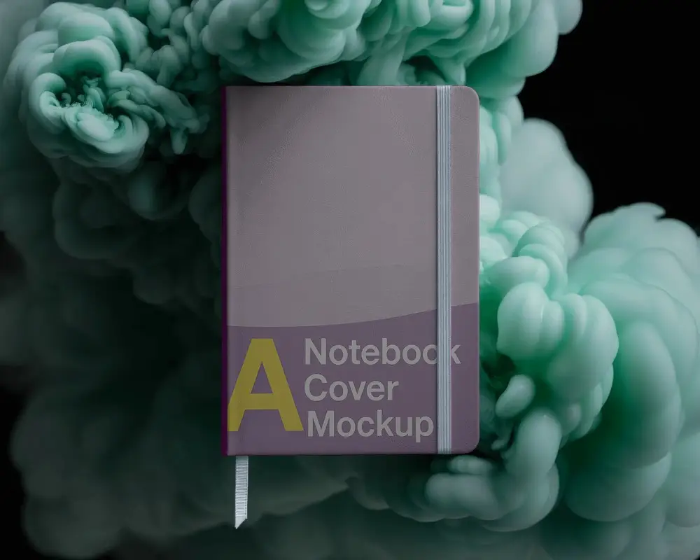 Premium Hardcover Notebook Mockup With Elastic Closure And Bookmark Ribbon For Daily Journaling