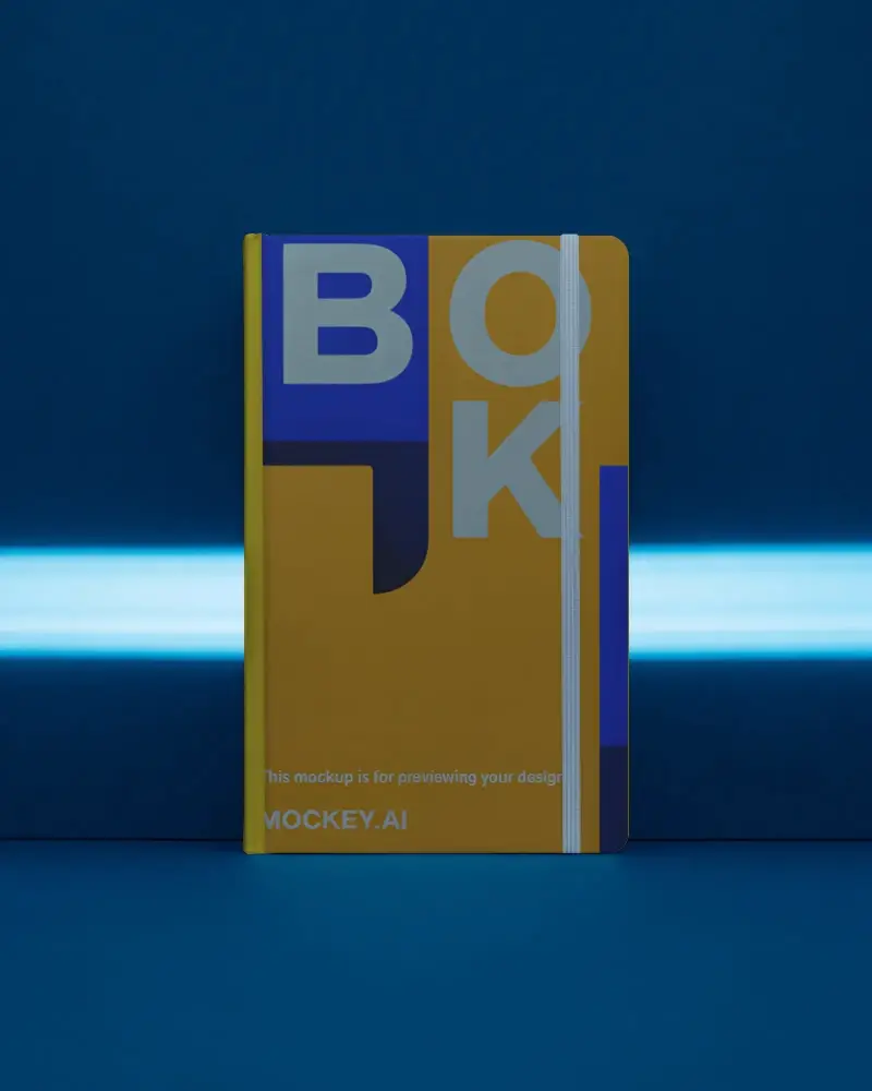 Professional Hardcover Notebook Mockup With Elastic Band Ideal For Journaling And Organizing Notes