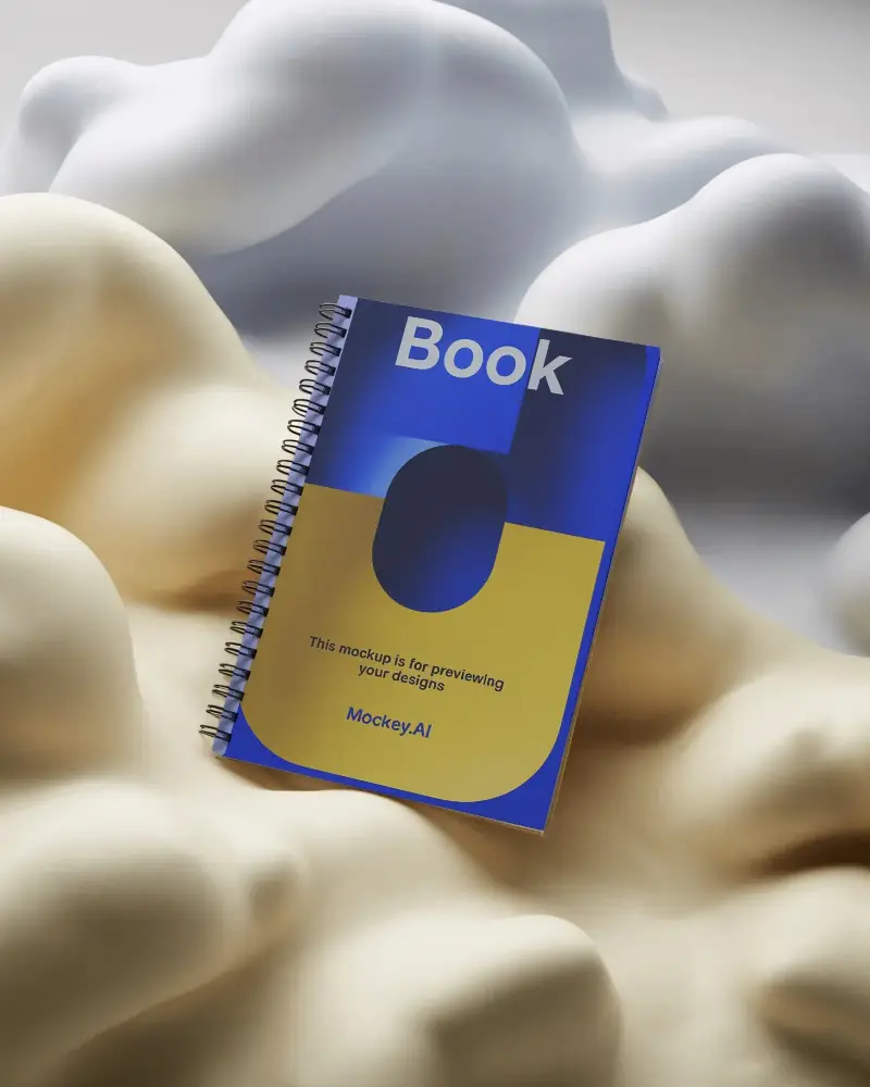 Premium Spiral Bound Notebook Mockup With Curved Surface Background For Design