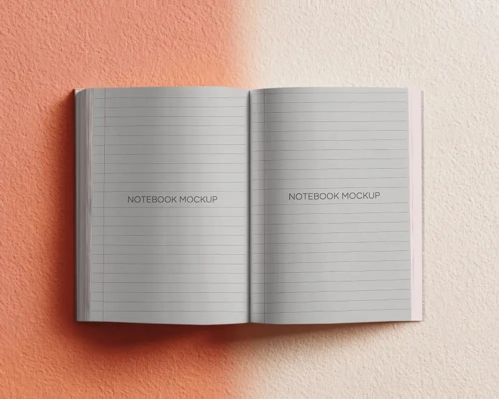 Blank Open Notebook Mockup On Textured Background For Design Presentations