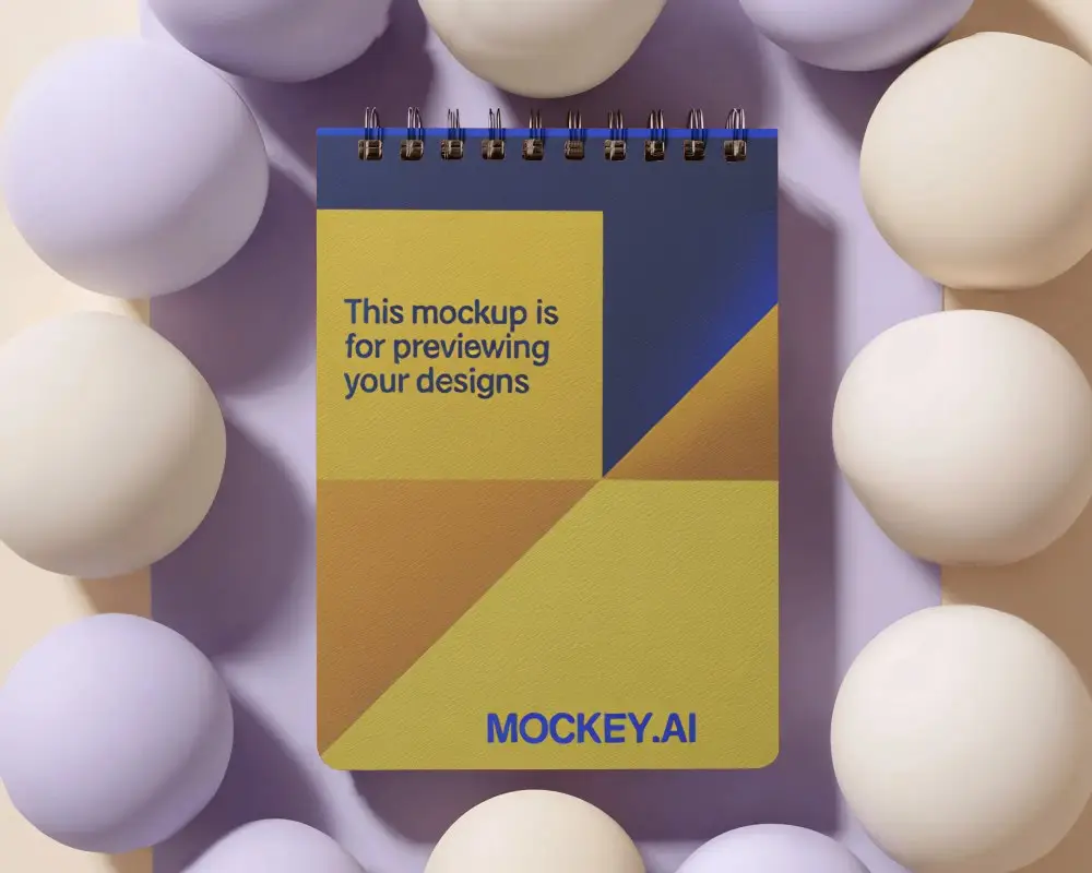 Spiral Bound Notebook Mockup On Smooth Backdrop For Branding And Design Presentation Use