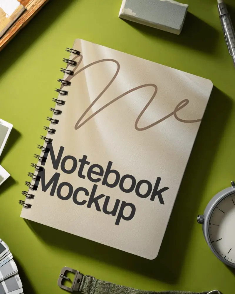 Top View Secure Spiral Notebook Mockup By Tools For Productivity And Design