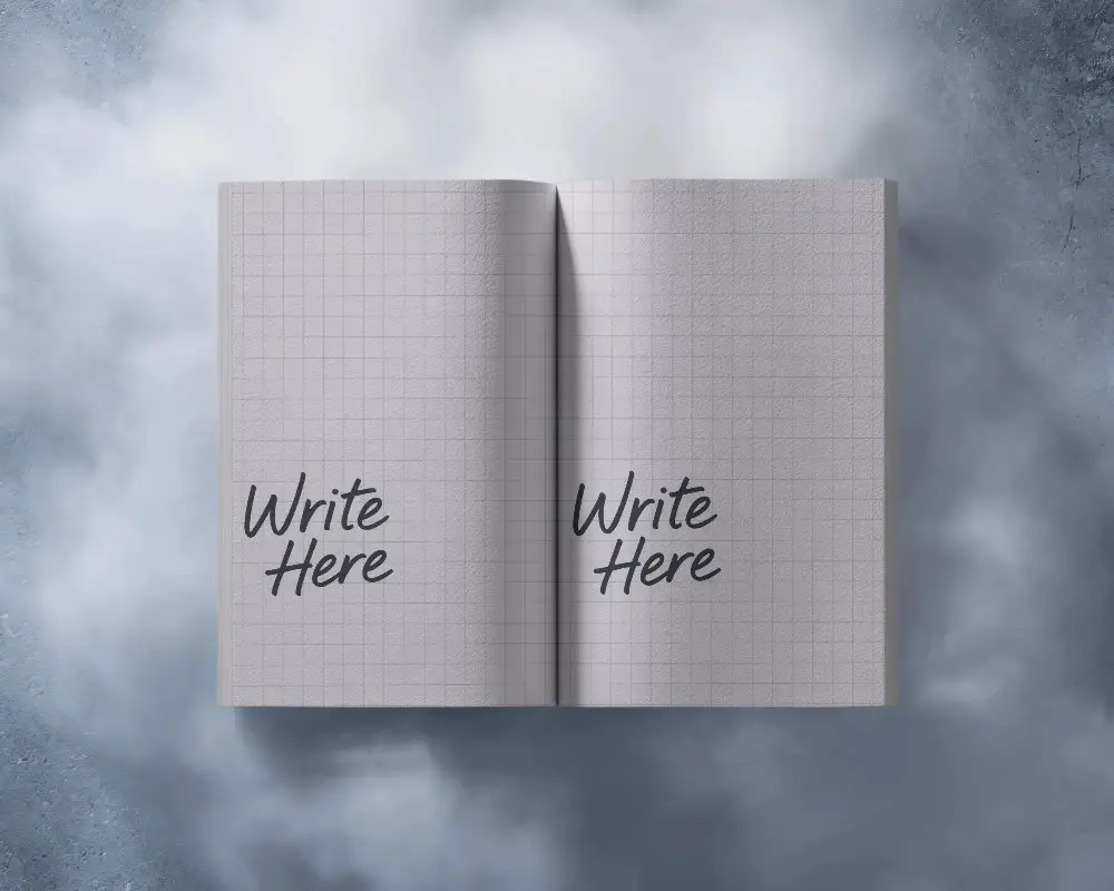 Blank Open Notebook Mockup With Realistic Texture For Design Presentations And Stationery