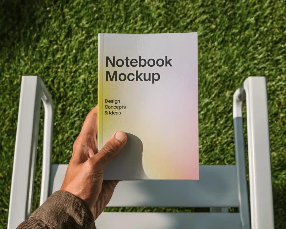 Realistic Flat Lay Notebook Mockup With Personalized Cover Ideal For Student Or Professional