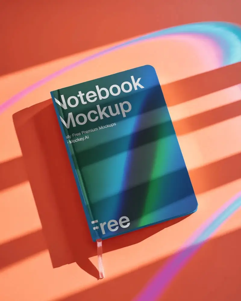 Hardcover Notebook Mockup For School Office Journaling With Ribbon Bookmark