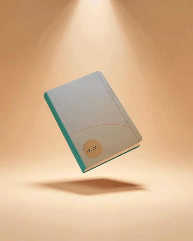Floating Notebook Mockup With Smooth Hardcover Perfect For Branding And Presentation