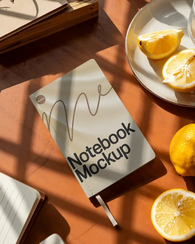 Minimalist Notebook Mockup With Soft Shadows Perfect For Digital Stationery Showcase