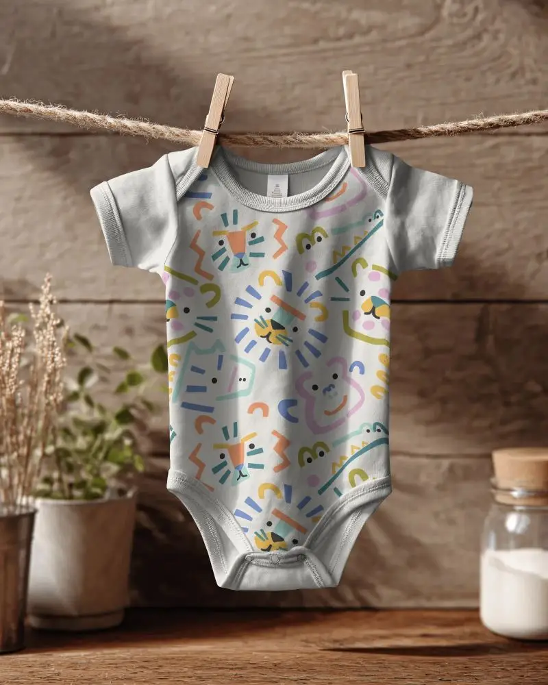 Toddler Onesie Mockup Digital Template For Baby Clothing Customizable Design