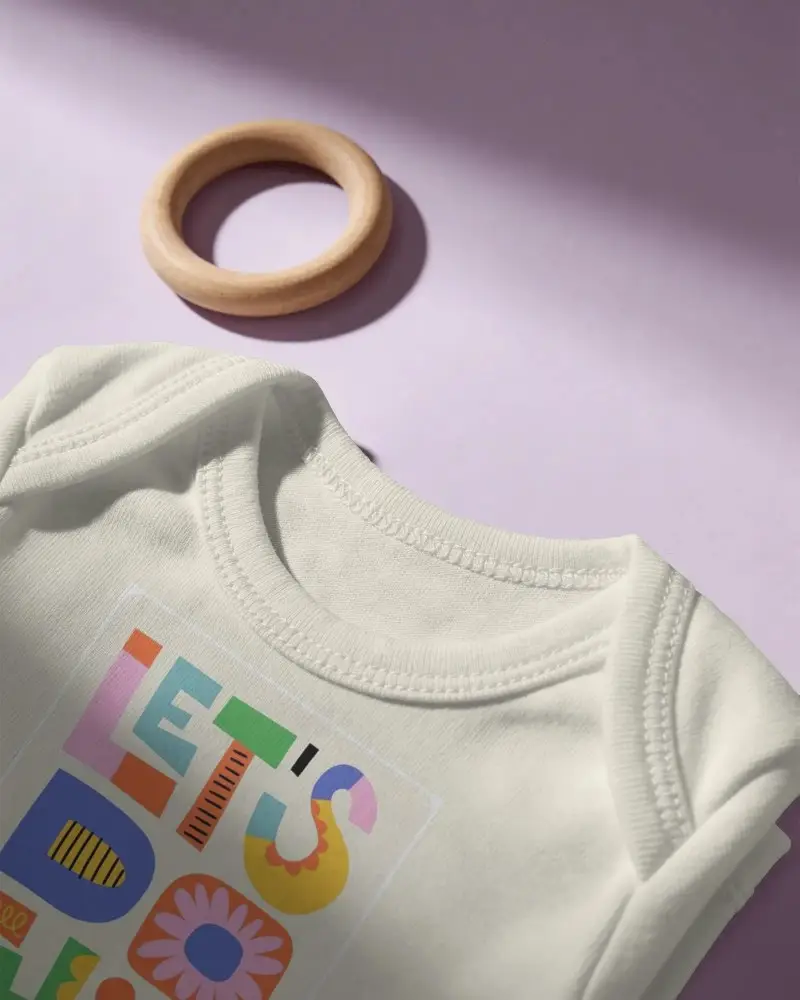 Baby Onesie Mockup Soft Cotton Fabric High Quality Seam Detail Presentation