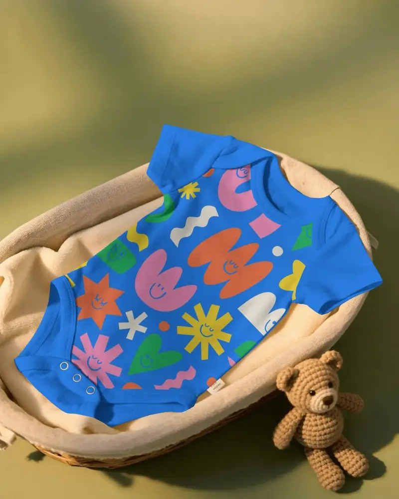 Soft Breathable Baby Onesie Mockup For Newborn Clothing Bright Minimalist Presentation