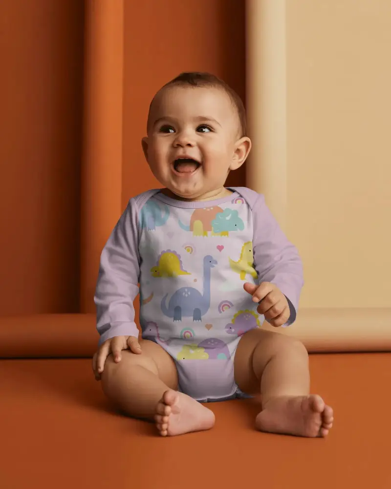 Baby Onesie Mockup Soft Comfy Bodysuit For Toddlers Long Sleeve Infant Outfit