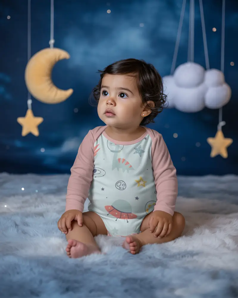 Baby Onesie Long Sleeve Soft Fabric Comfortable Fit Toddler Clothing Mockup