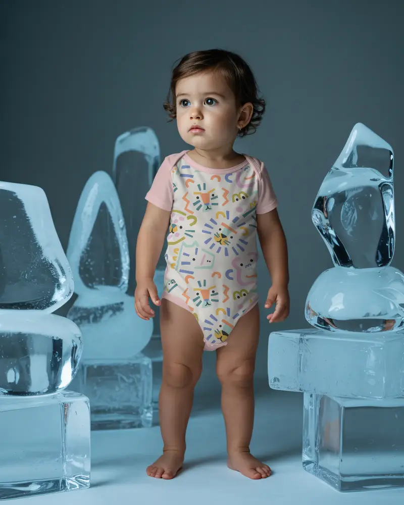 Realistic Infant Onesie Mockup For Childrens Clothing Brand Promotion