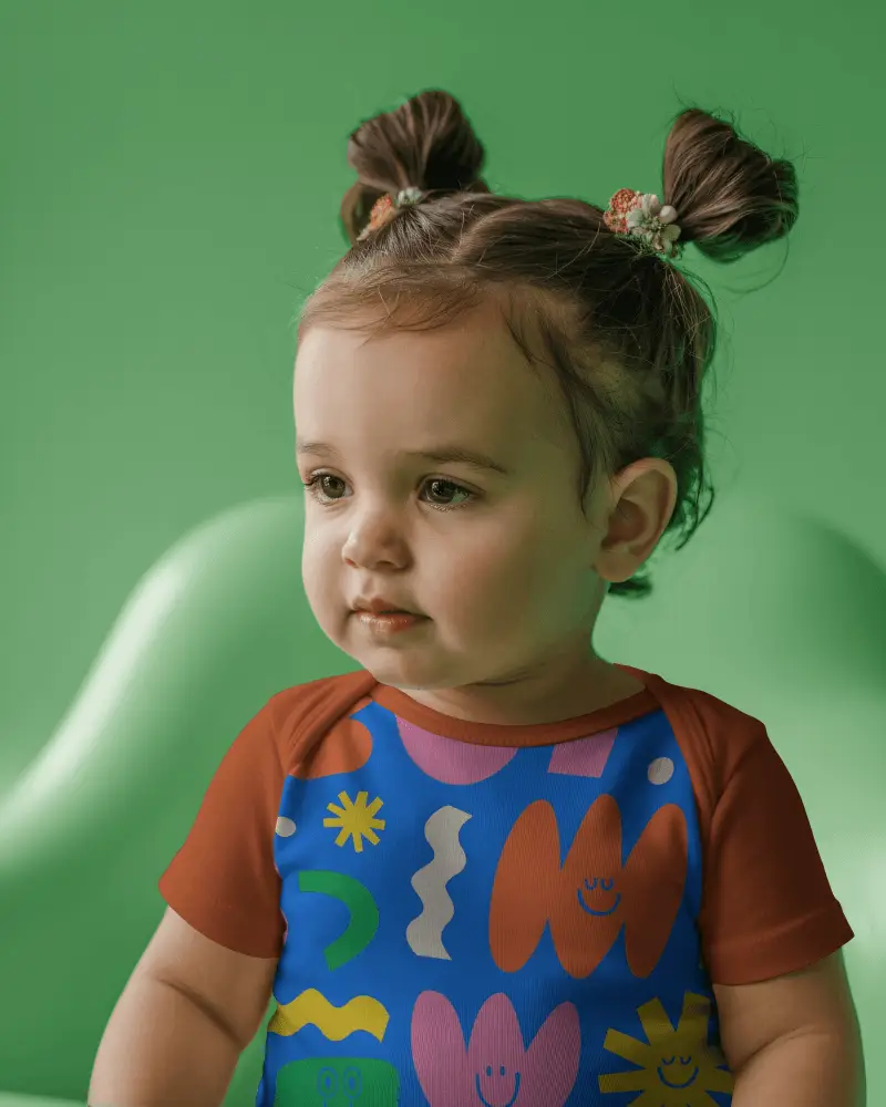 Baby Onesie Mockup For Customizable Baby Apparel Designs And Kid Clothing Boutique Display