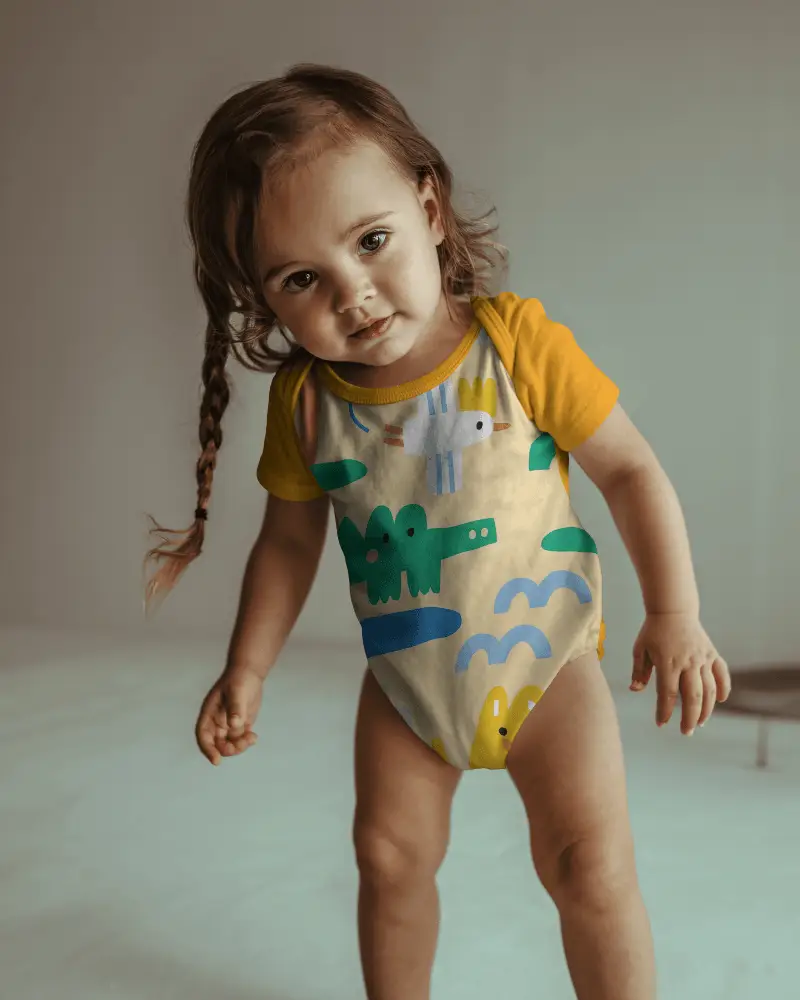 Baby Onesie Mockup High Quality Soft Fabric Short Sleeve Infant Bodysuit Digital Template