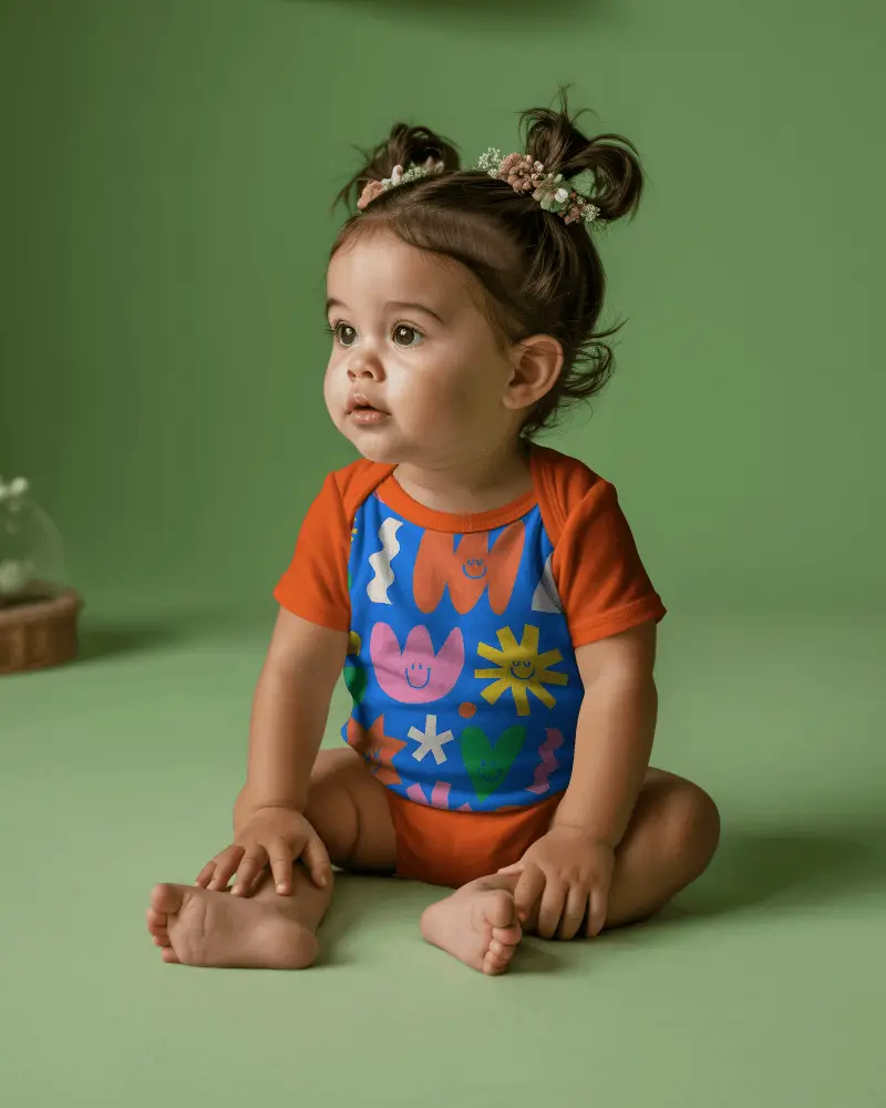 Adorable Baby Onesie Mockup In Sitting Position Perfect For Custom Baby Gift Designs