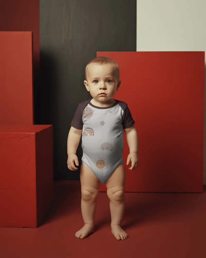 Bare Baby Onesie Mockup For Cute Infant Brochure And Digital Clothing Store Promotion