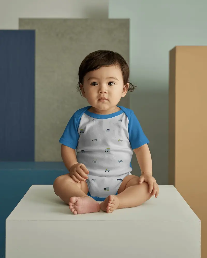 Soft Breathable Baby Onesie Mockup Short Sleeve Minimalist Baby Clothing Fashion