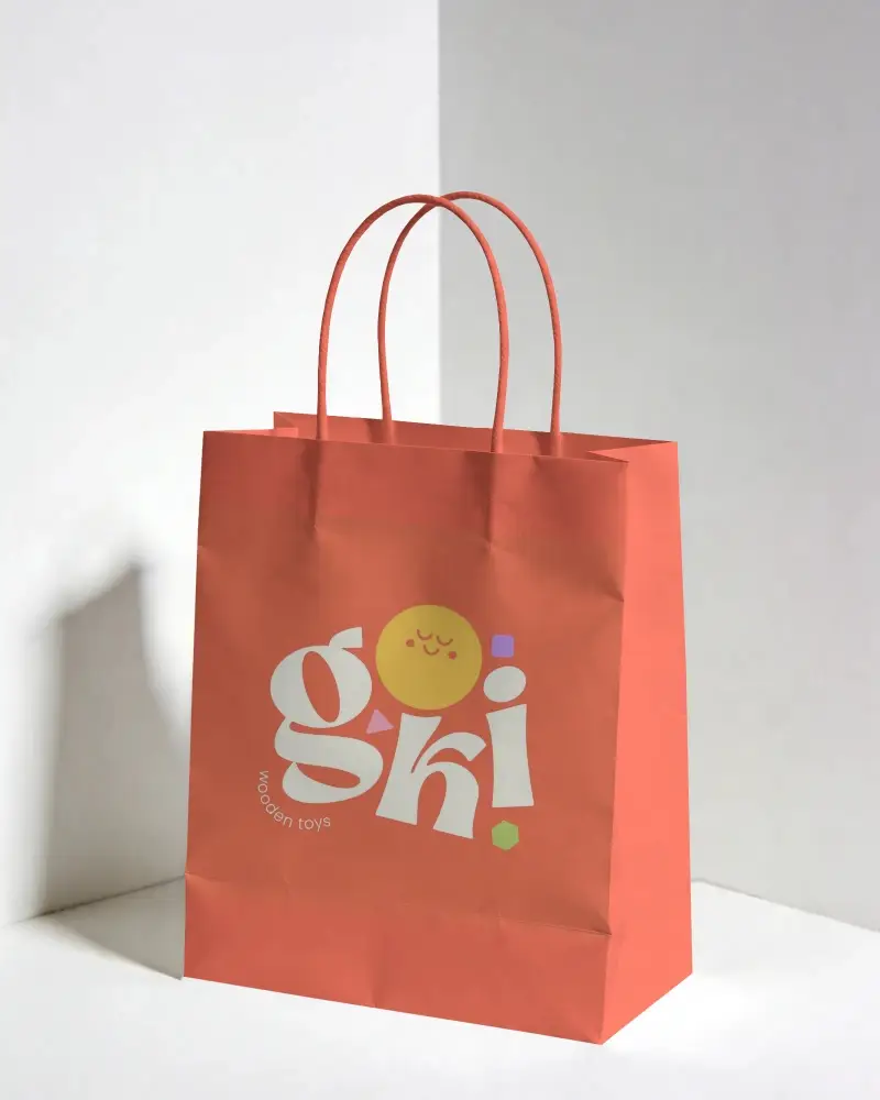 Plain Paper Bag Mockup Template Showcasing Environmentally Conscious Bag Design And Carrying Ease