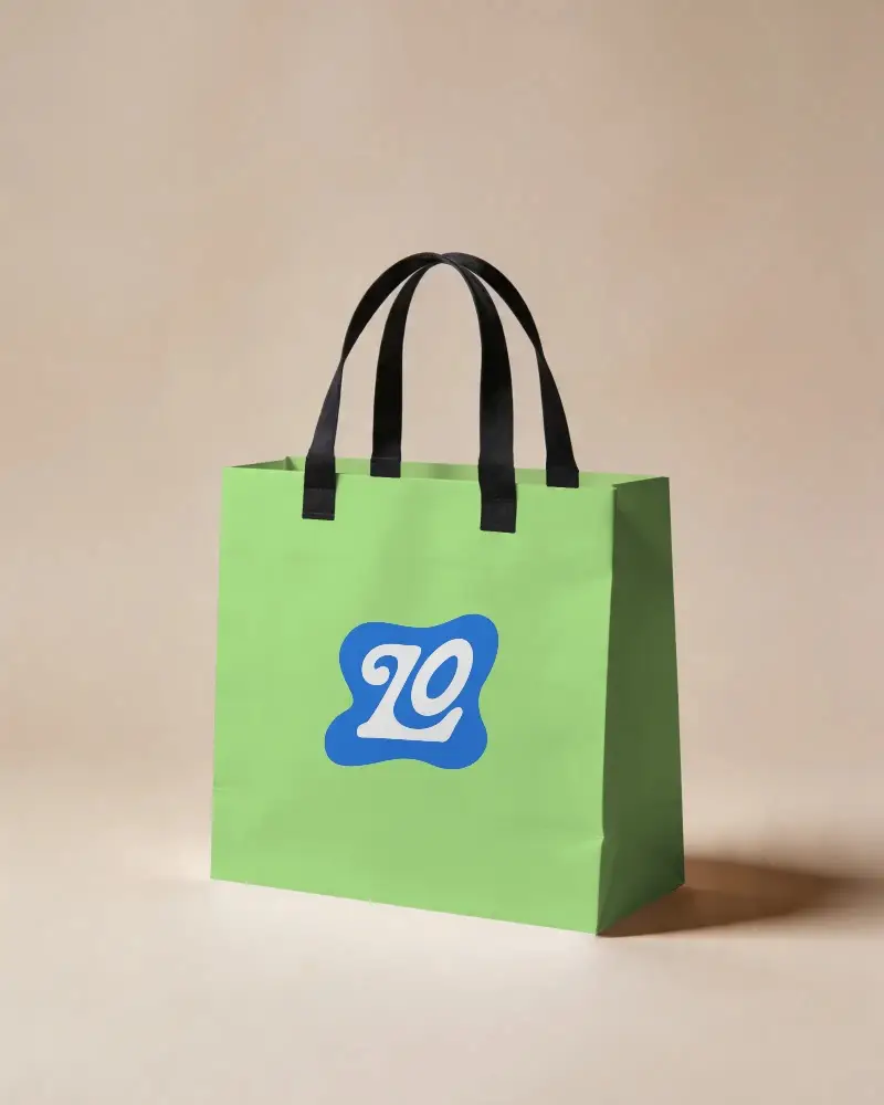 Retail Paper Bag Mockup With Sturdy Handles For Custom Logo Printing And Store Packaging Use