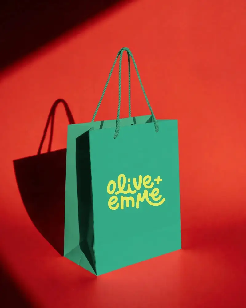 Eco Friendly Paper Bag Mockup With Rope Handles On Solid Background For Branding