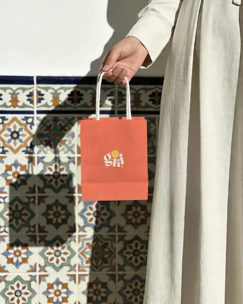 Eco Friendly Paper Bag Mockup With Rope Handles For Retail Packaging Designs