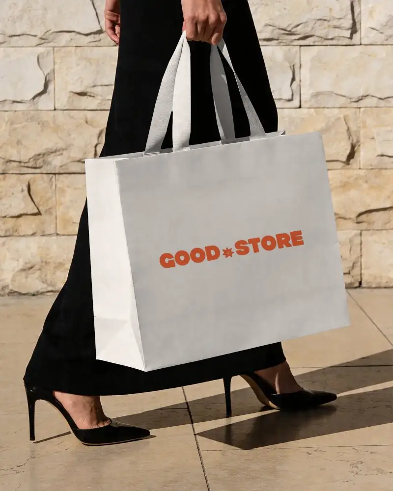 Stylish Paper Bag Mockup For Fashion Retail Use With Elegant Carrying Design