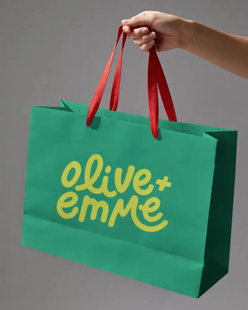 Customizable Paper Bag Mockup With Reinforced Handle For Store Branding And Promotional Use