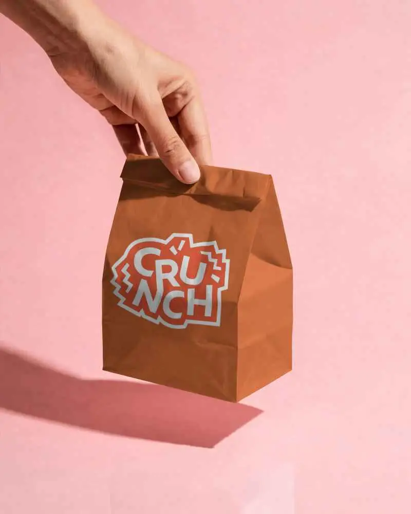 Eco Friendly Food Paper Bag Mockup For Custom Branded Packaging And Retail Product Presentation