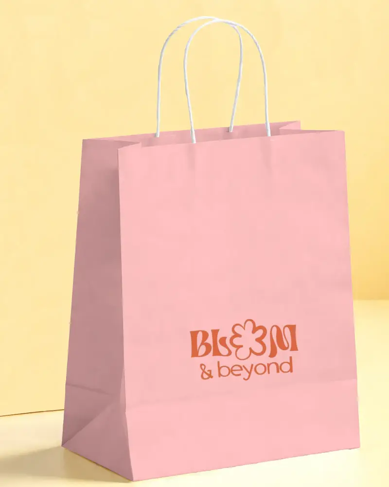 Kraft Paper Shopping Bag Mockup Isolated On Simple Background For Branding Use