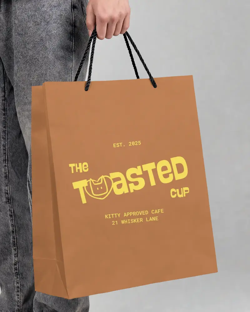 Handholding Minimalist High Quality Paper Bag Mockup For Branding And Packaging Design Projects