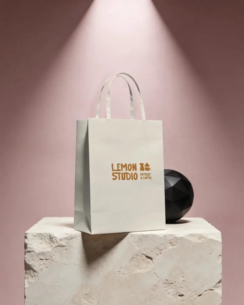 Minimalist Paper Bag Mockup For Branding And Packaging Presentation Promo