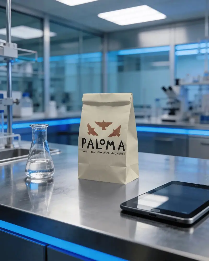 High Quality Paper Bag Mockup For Laboratory Packaging And Medical Product Presentation