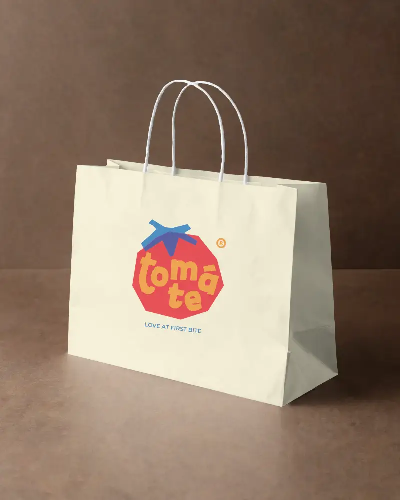 Eco Friendly Paper Bag Mockup With Twisted Handle On Simple Background For Branding