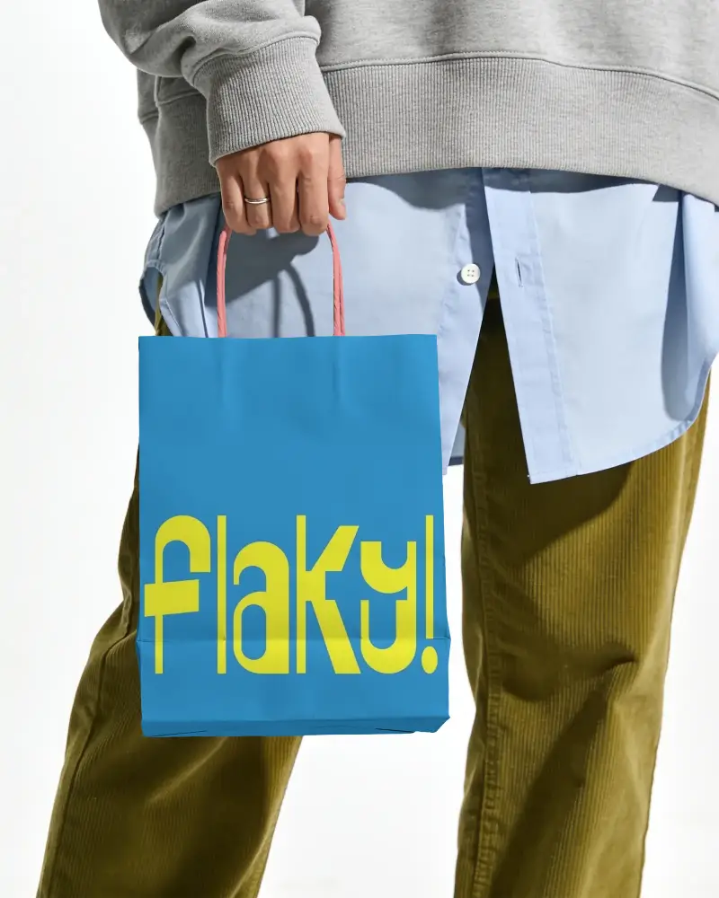 Person Holding Small Paper Bag Mockup Retail Use With Carrying Twine Handle Mockup Design