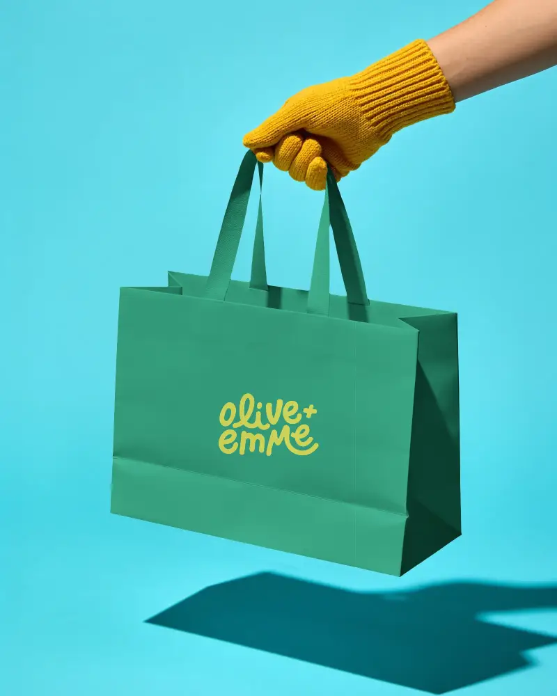 Reusable Durable Paper Bag Mockup With Easy Grip Handle For Retail Packaging Promotions