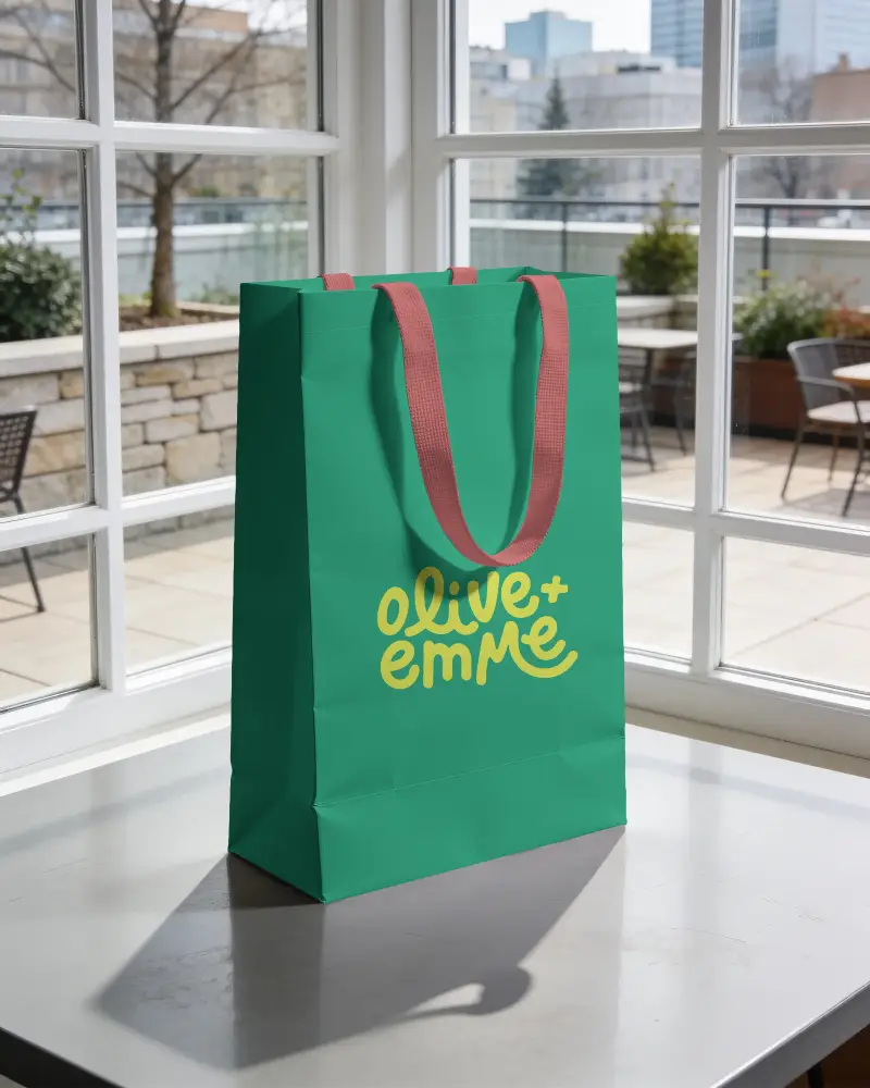 Eco Friendly Paper Bag Mockup For Retail Packaging Branding And Product Presentation Purposes