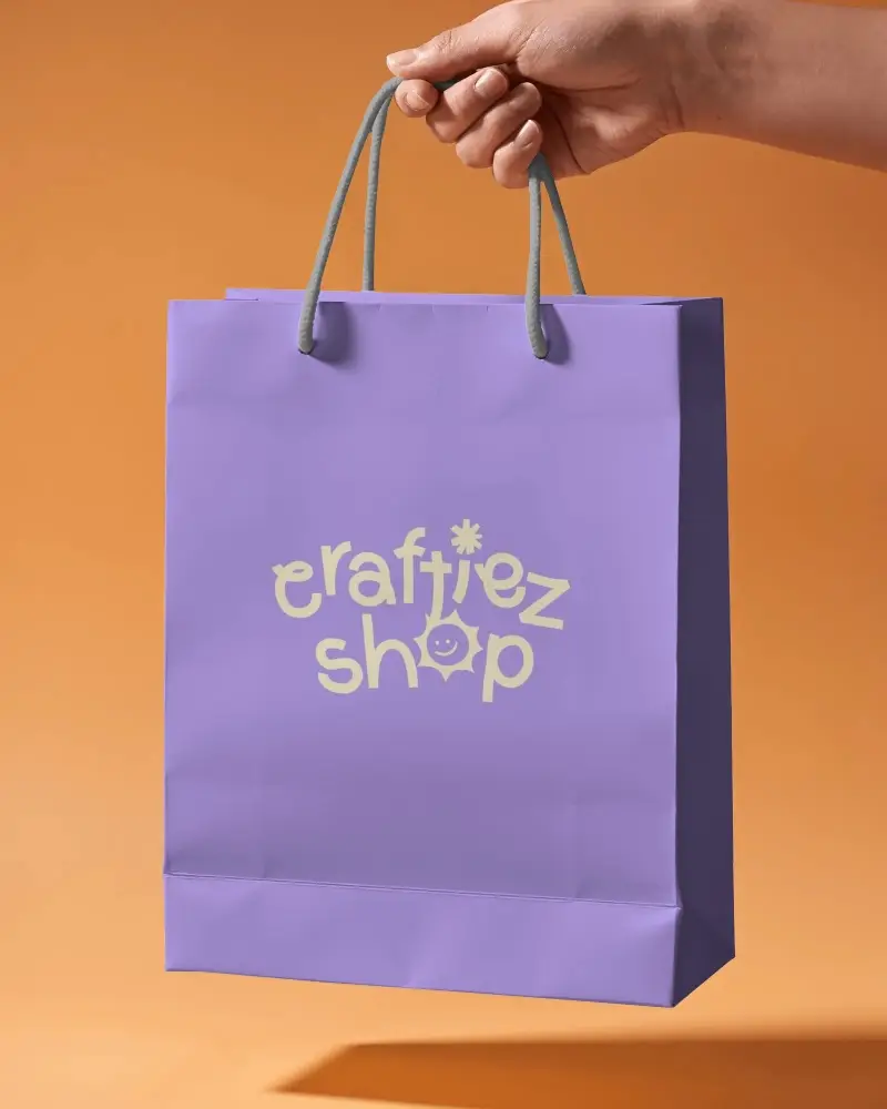 Eco Friendly Paper Bag Mockup With Twisted Rope Handles For Retail Packaging And Gift Shopping