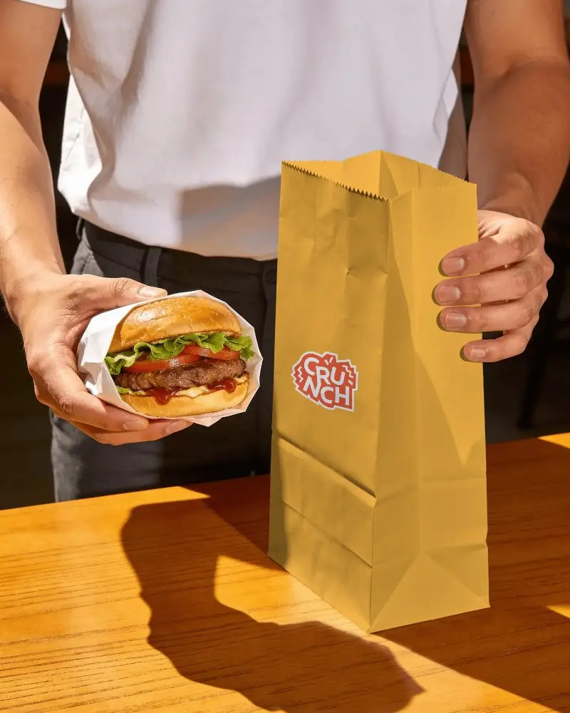Eco Friendly Food Delivery Paper Bag Mockup For Restaurant And Fast Food Packaging Designs