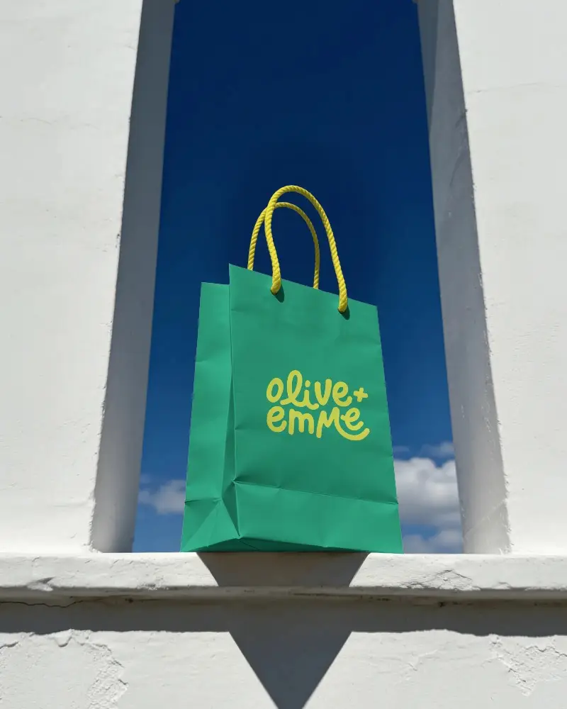 Eco Friendly Purchase Paper Bag With Rope Handles Isolated On Outdoor Background For Branding