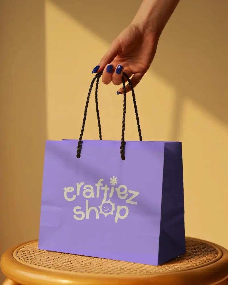 Eco Friendly Paper Bag Mockup With Twisted Handle Perfect For Retail Packaging Mockup