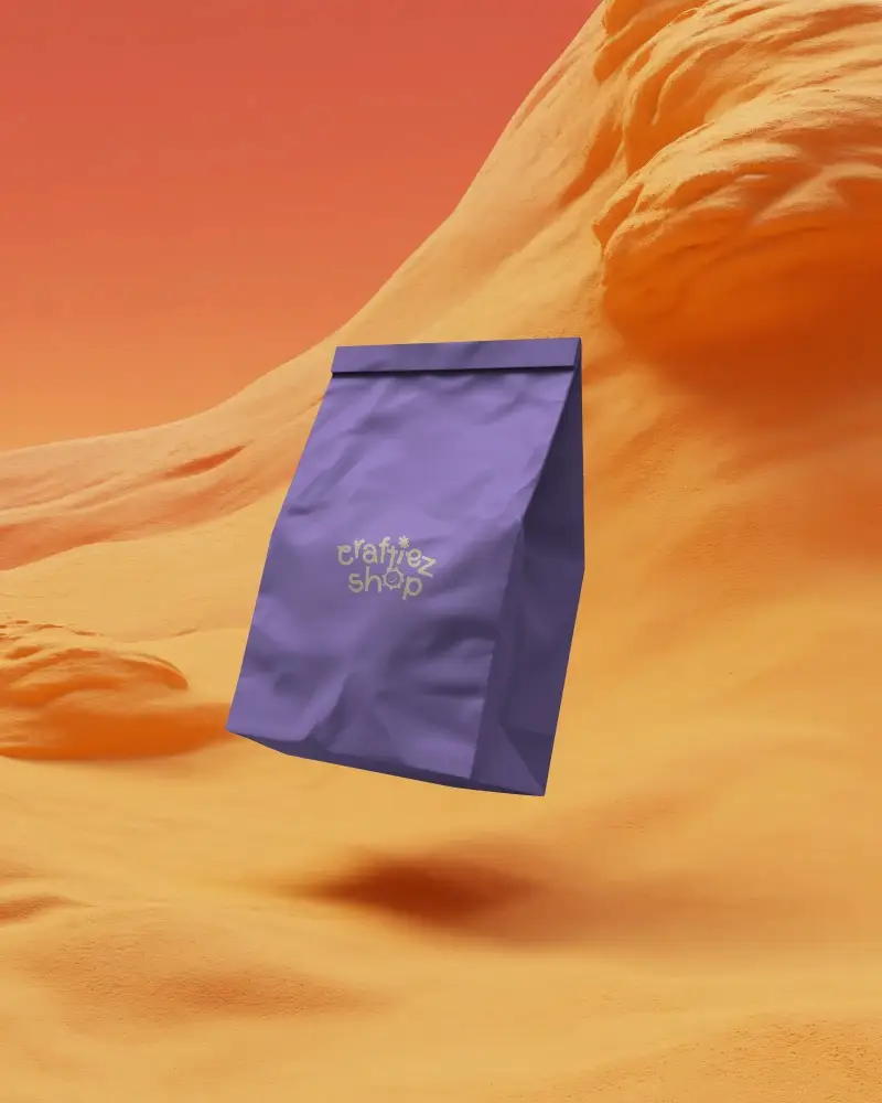 Floating Paper Bag Mockup For Product Packaging Designs And Brand Promotion Campaigns Online