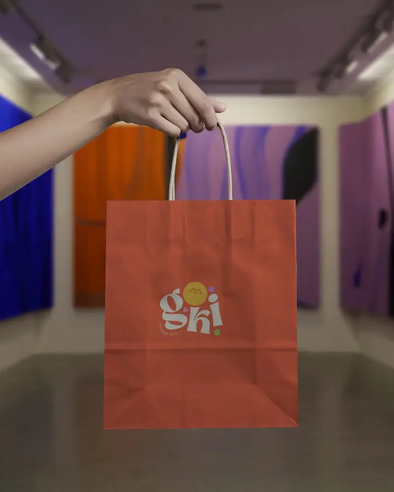 Eco Friendly Paper Bag Mockup With Rope Handle For Retail And Shopping Branding